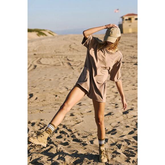 FP Movement by Free People Pants - NWOT Free People Movement Tan Mocha Latte Hot Shot Tee Romper Size Small